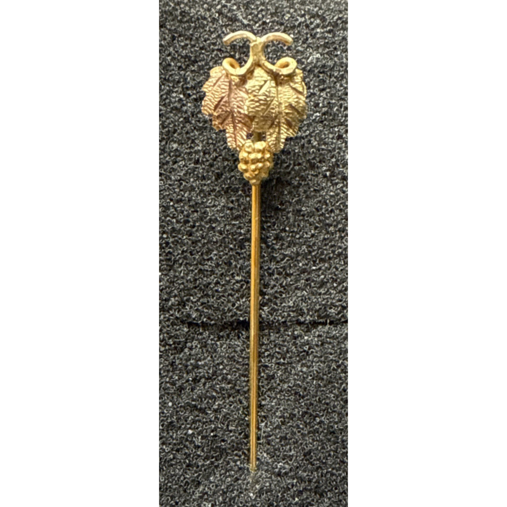 Vintage 14k Gold Multicolor Grape Leaf Stick Pin Hat Pin 1.07 Grams